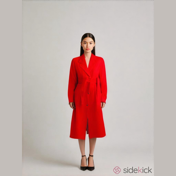 RARE 50’S HELGA RED ULTRA-SUEDE Vintage COAT with BELT 60s Da-rue of California - Picture 1 of 10